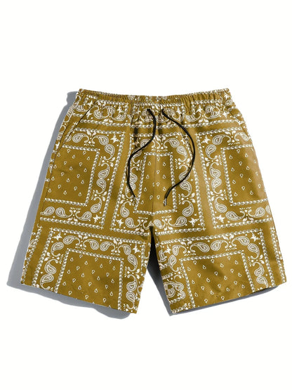 Men Casual Paisley Print Beach Shorts