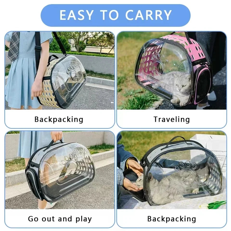 Transparent Foldable Outdoor Pet Carrier Handbag