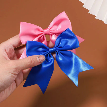 2Pcs/set Solid Color Ribbon Cheer Bows Hair Clips