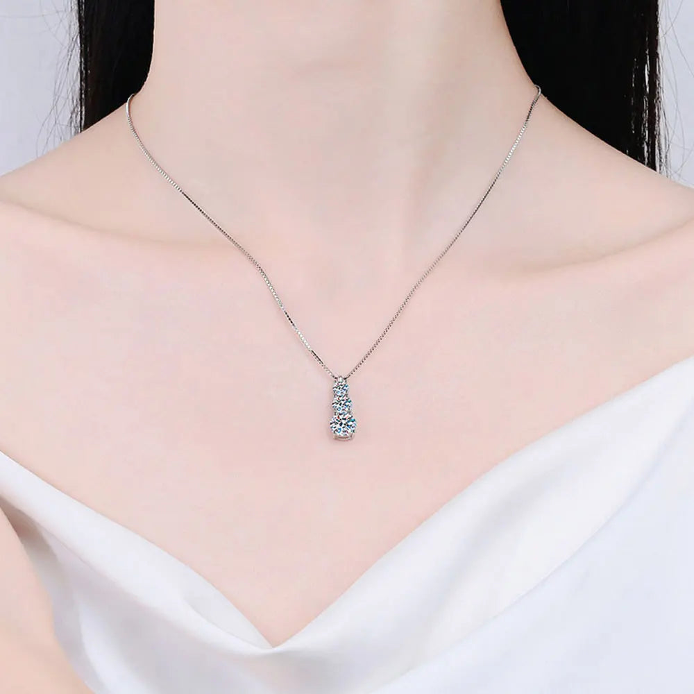 Sliver Plated Moissanite Diamond Necklace
