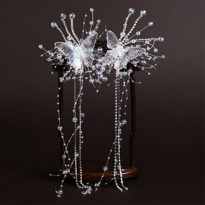 Women's Mermaid Pearl Butterfly Fairy Tassel Hair Clips