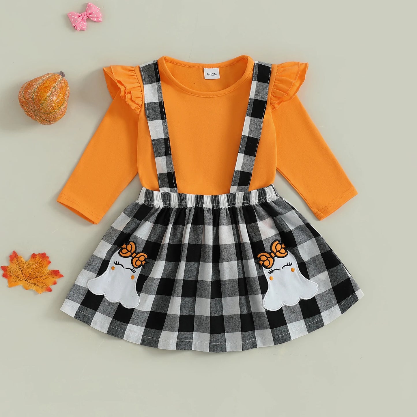 Baby girls rivet plaid long-sleeved dresses