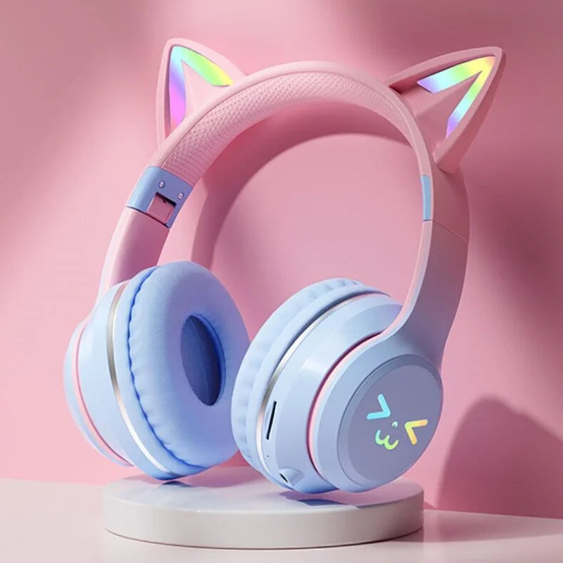 RGB Glow Cat Ear Gaming Headset  for Girls