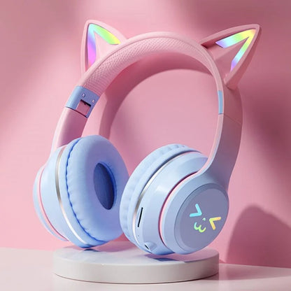 RGB Glow Cat Ear Gaming Headset  for Girls