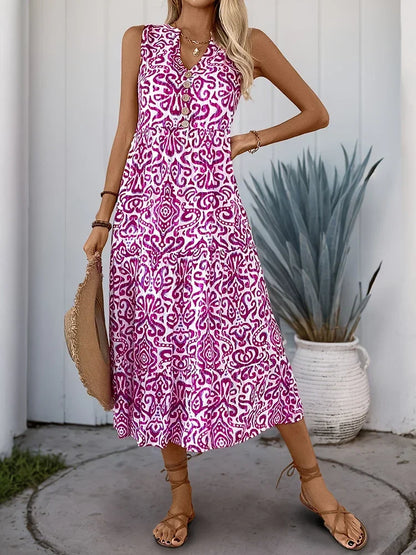Women's V-Neck Boho Maxi Dress