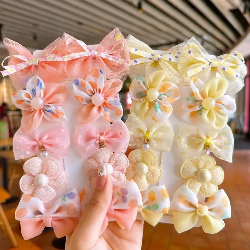 Girl's Lace Flower Elastic Bow Hairband Set