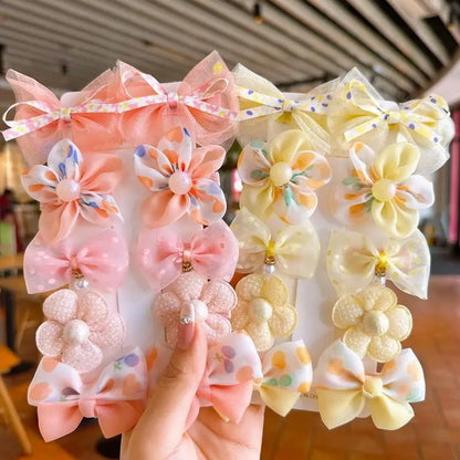 Girl's Lace Flower Elastic Bow Hairband Set