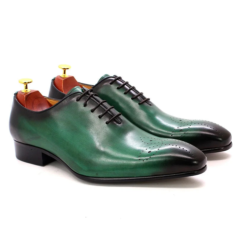 Men's Oxford Genuine Leather Pointed Toe Lace-up Shoes