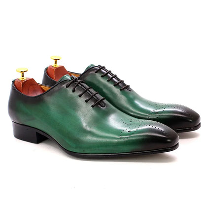 Men's Oxford Genuine Leather Pointed Toe Lace-up Shoes