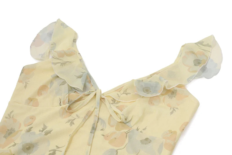 Women's Off Shoulder Floral Printed Ruffle Maxi Dresses