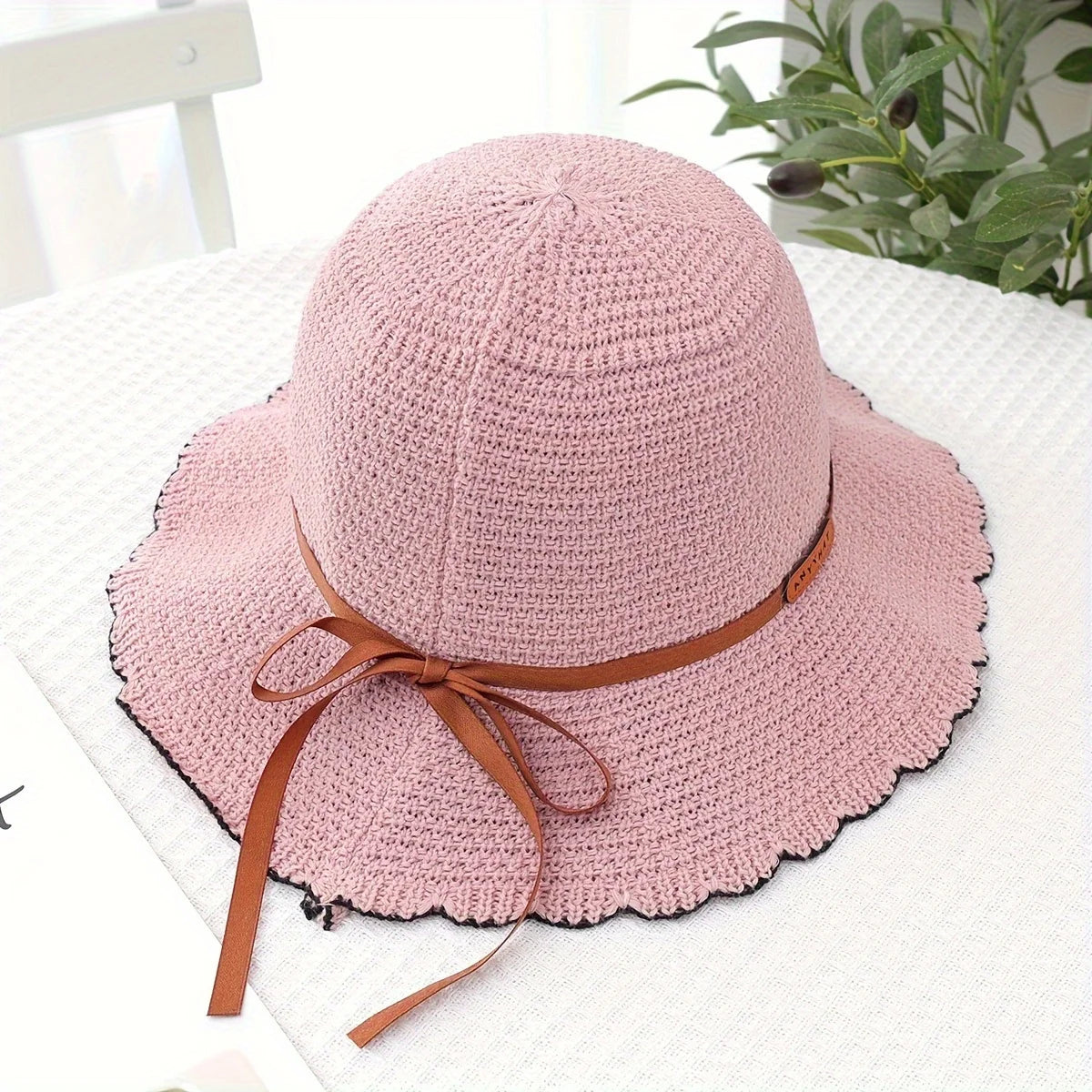 Decorative Bow Straw Hat For Women