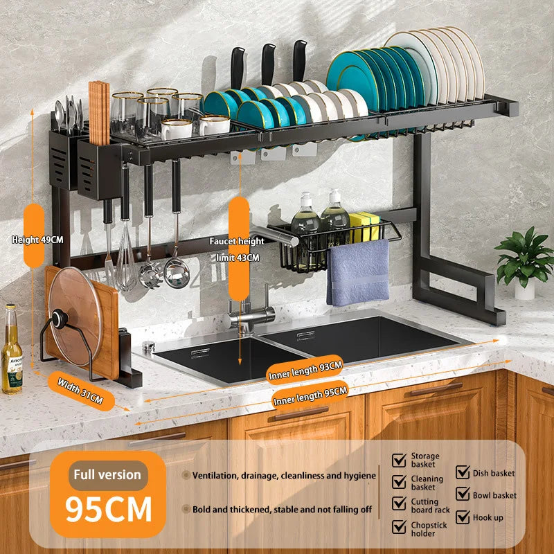 Adjustable Stainless Steel Over-Sink Dish Rack