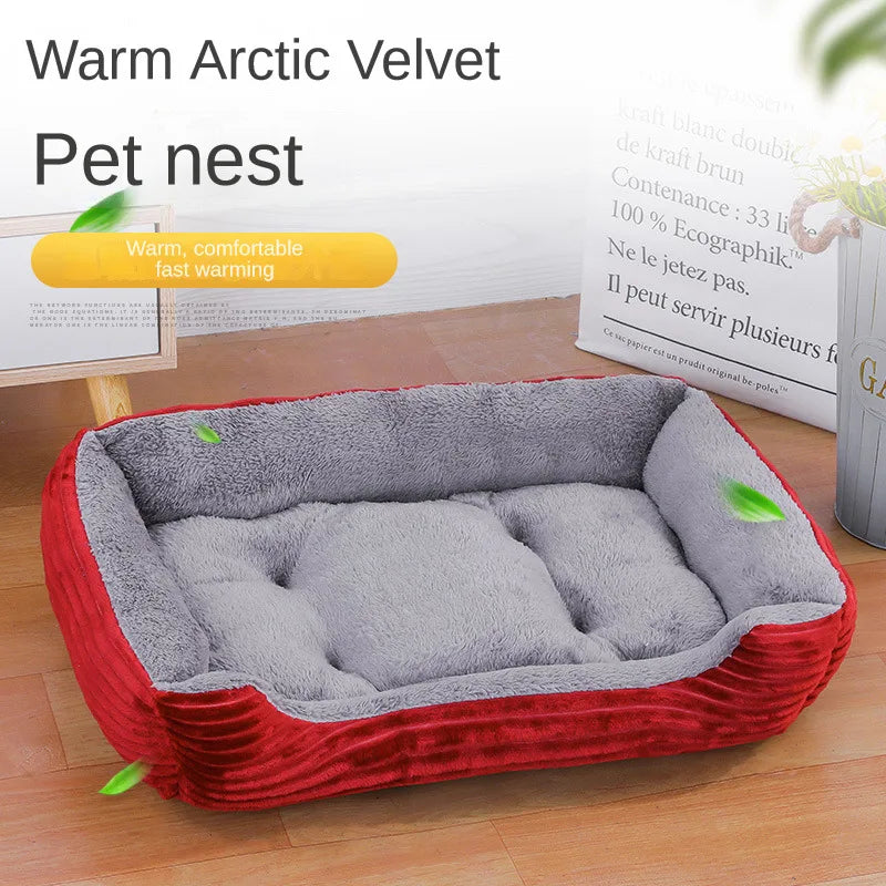 Plush Square Pet Bed Set