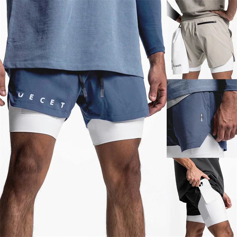 Summer Quick-Dry Double-Layer Gym Shorts for Men