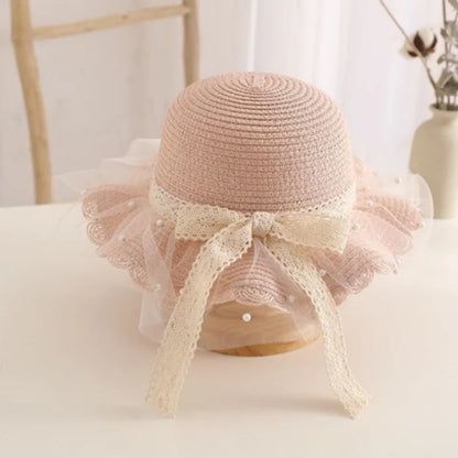 Lace Flower Kids Beach Straw Hat