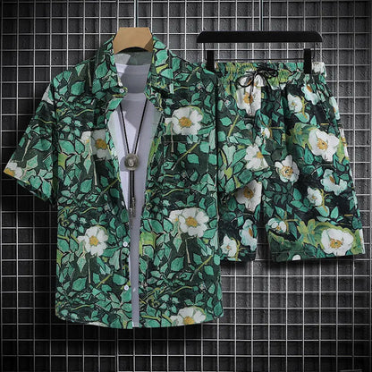 Summer Short-Sleeved Floral Men's Tracksuit