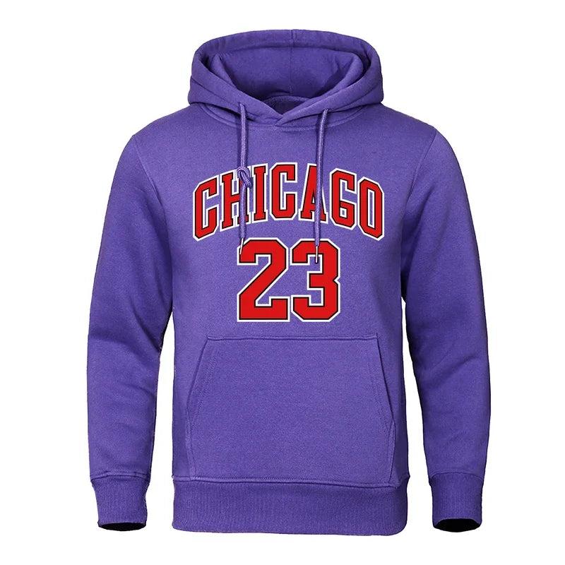 Sweat à capuche en polaire hip-hop Chicago 23 pour hommes