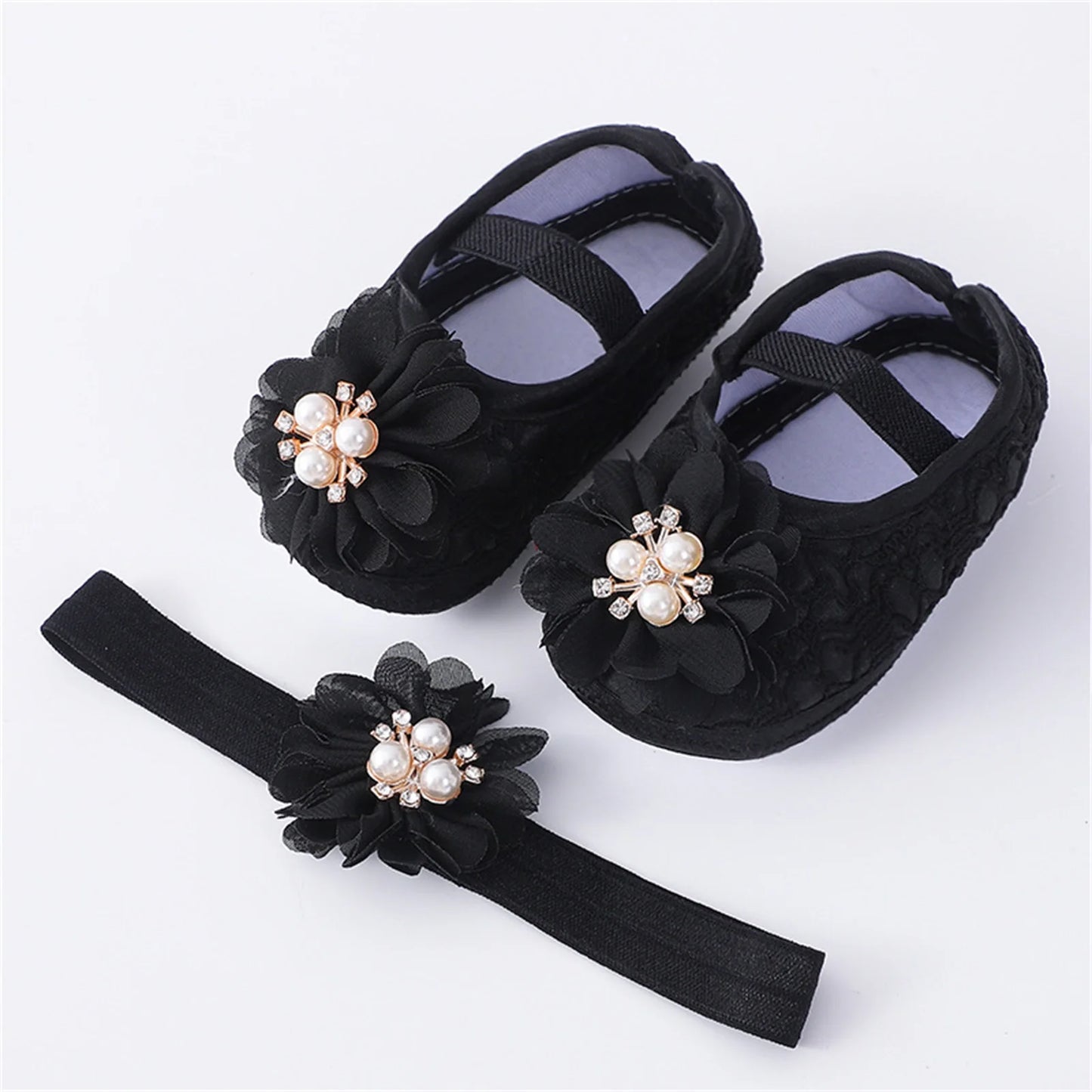 Soft Sole Non-slip Pearl Flower Princes's Shoes