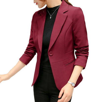 Women's Red Long Sleeve Slim Office Blazer