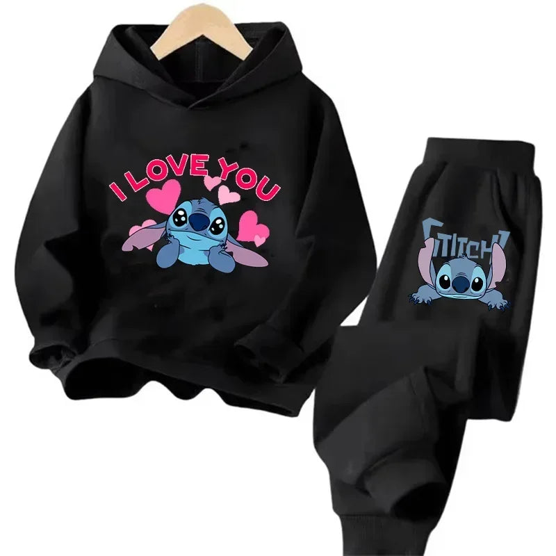Kid's Stitch Anime Casual Hoodies Set
