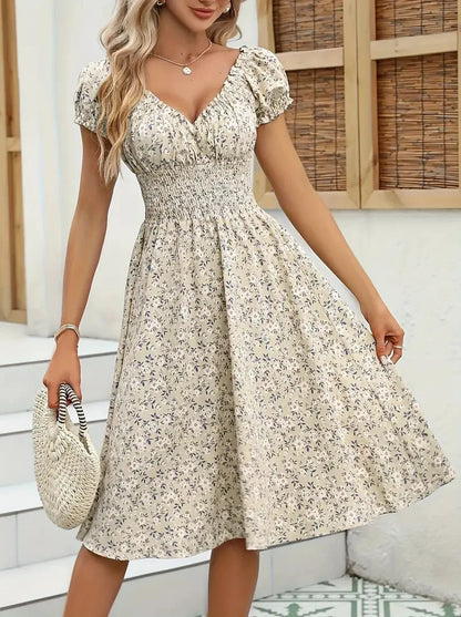 Robe longue bohème florale à volants