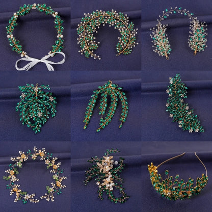 Women's Rhinestone Green Crystal Pearl Hairband