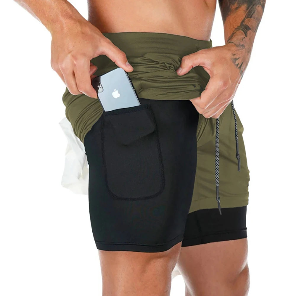 2-in-1-Doppeldeck-Laufshorts für Herren