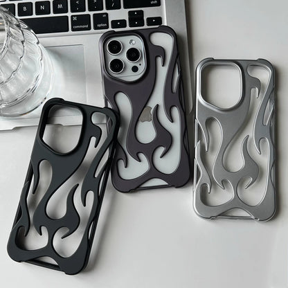 Matte 3D Hollow Flame Phone Case For iPhone