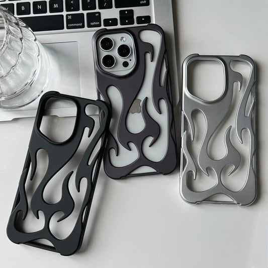 Matte 3D Hollow Flame Phone Case For iPhone