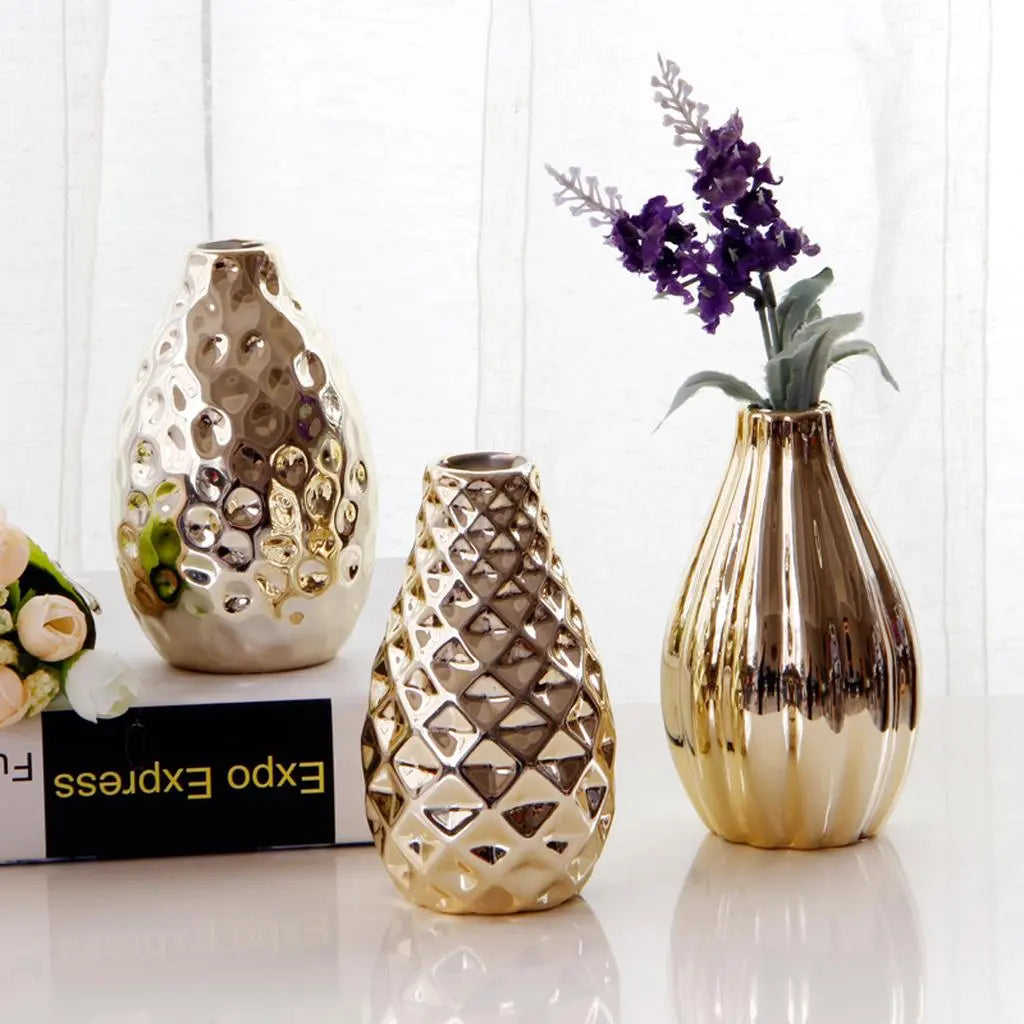 Vase à fleurs en céramique plaqué de forme ovale