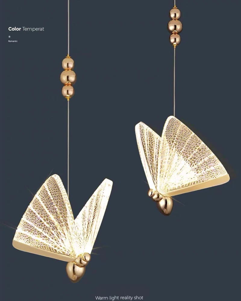 Lustre suspendu à LED papillon nordique