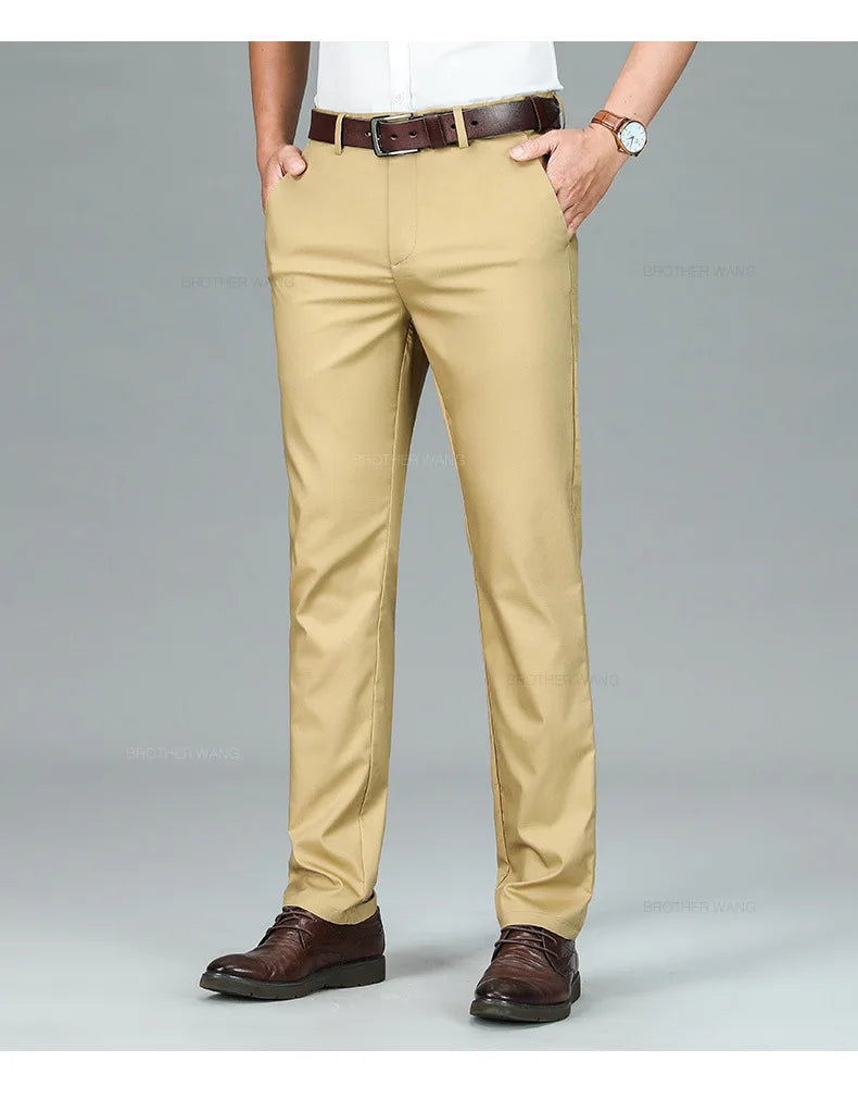 Pantalon d'attente élastique anti-rides doux pour hommes