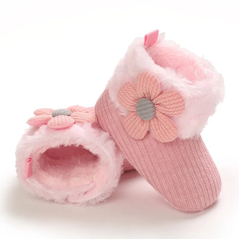 Chaussures chaudes pour bébé rose d'automne