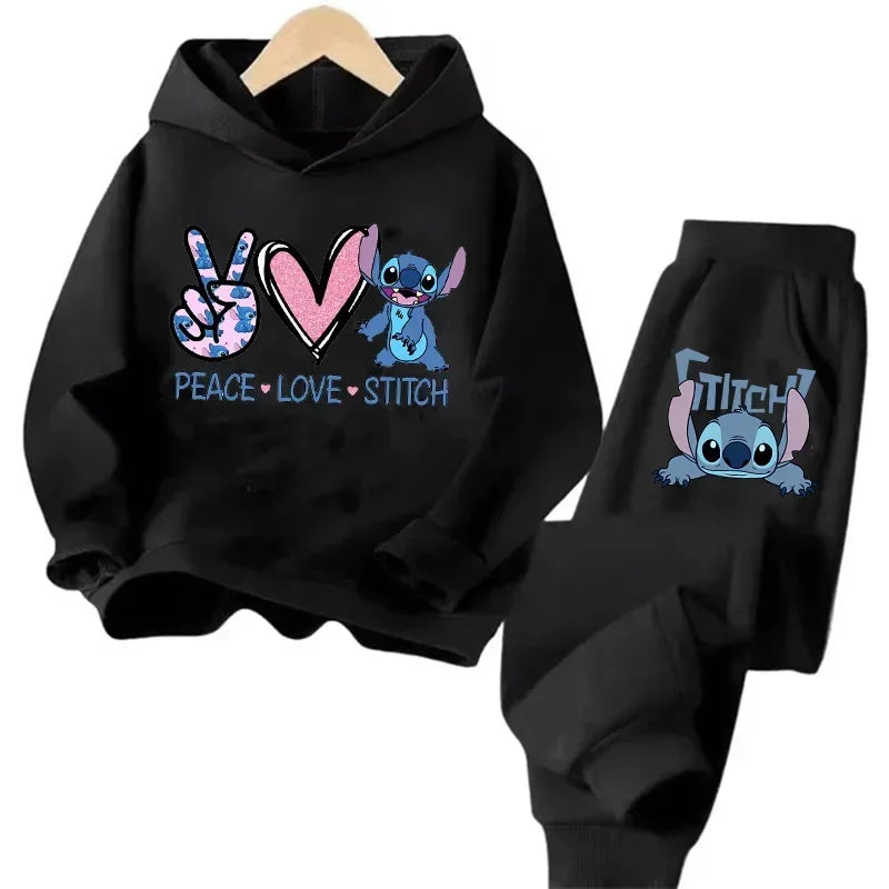 Kid's Stitch Anime Casual Hoodies Set