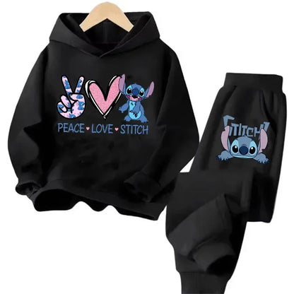 Kid's Stitch Anime Casual Hoodies Set