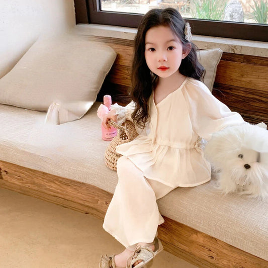 Baby Girl's White Long-sleeved 2-piece Set