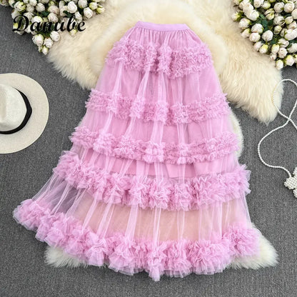 A-line High Waist Tulle Tutu Skirt