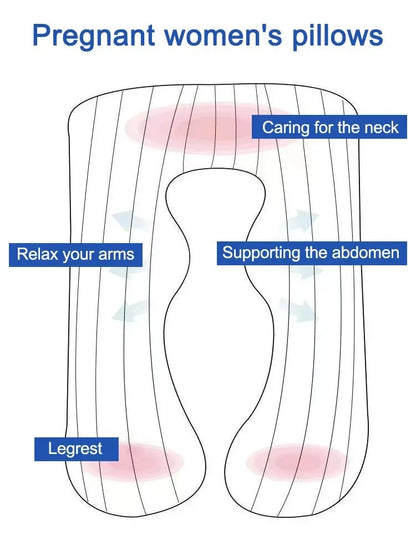 Oreiller de grossesse en coton en forme de U