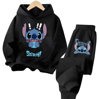Kid's Stitch Anime Casual Hoodies Set