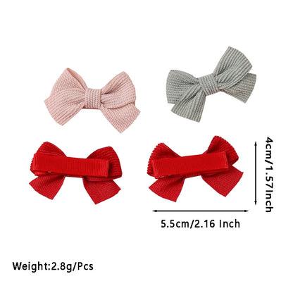 6/10pc Kids Solid Color Ribbon Bow Hair Clips