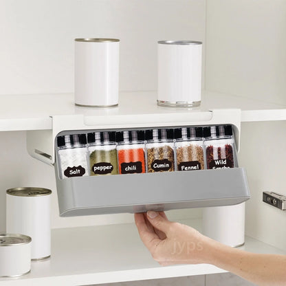 Wall-Mounted Spice Rack with Self-Adhesive Organizer