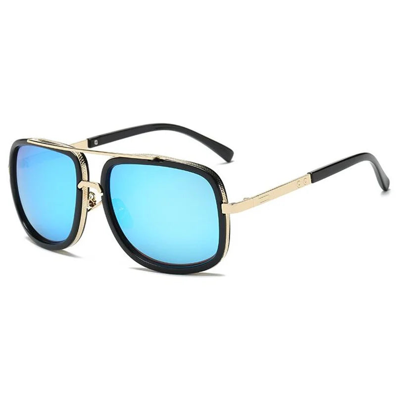 Lunettes de soleil carrées miroir de luxe pour hommes 