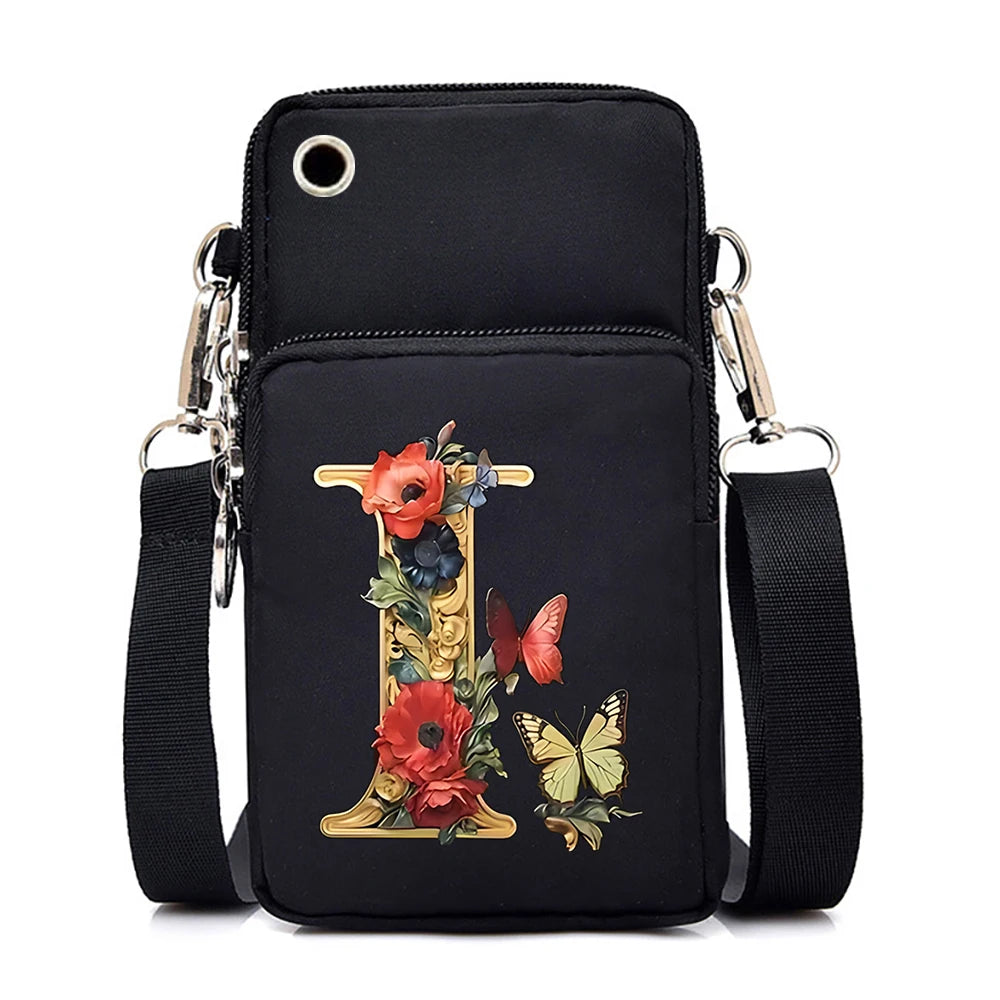 Kleine quadratische Umhängetasche aus Leder mit Buchstabenprint für Damen 