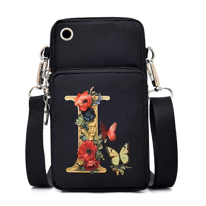 Kleine quadratische Umhängetasche aus Leder mit Buchstabenprint für Damen 