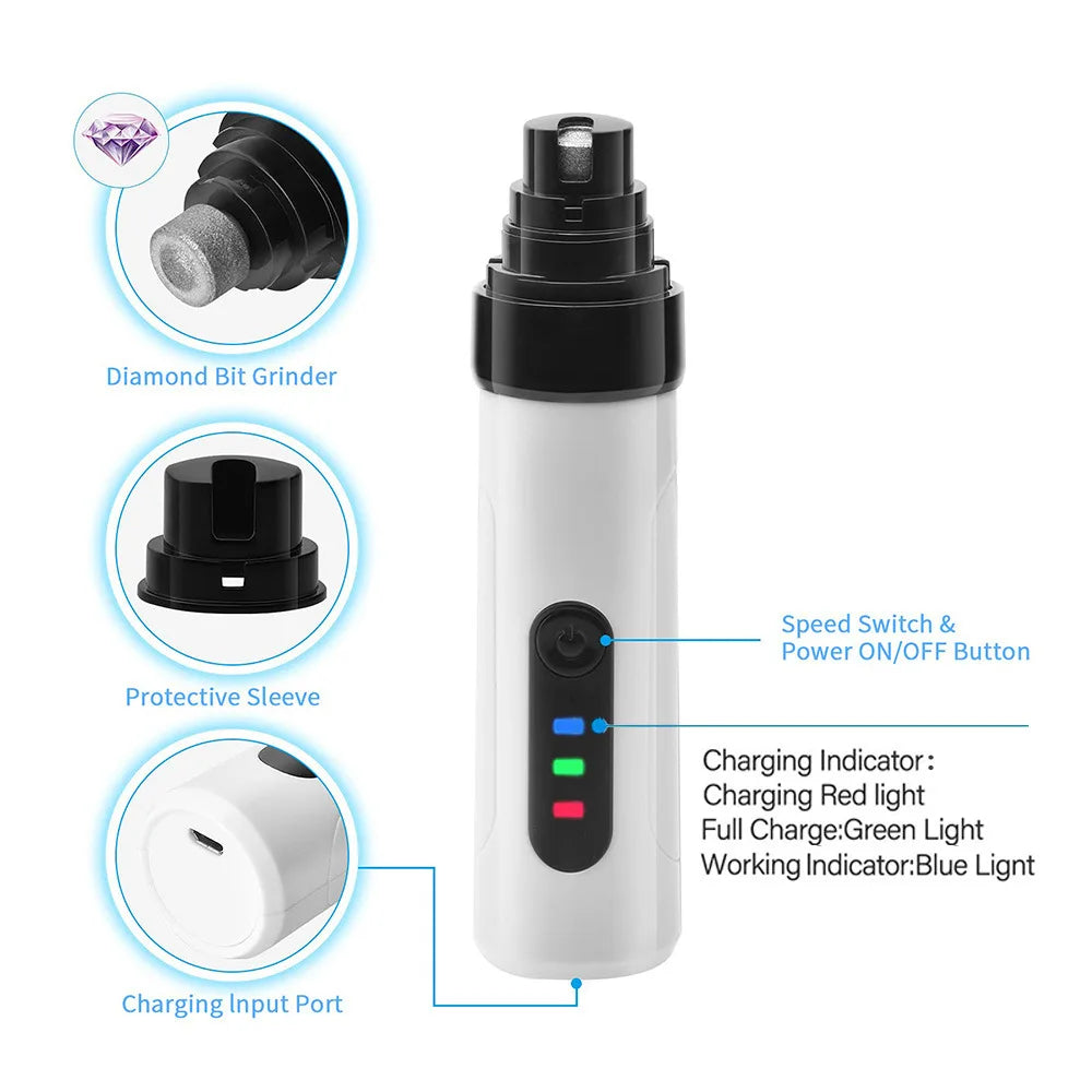 Broyeurs à ongles silencieux et rechargeables par USB pour animaux de compagnie