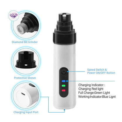 Broyeurs à ongles silencieux et rechargeables par USB pour animaux de compagnie