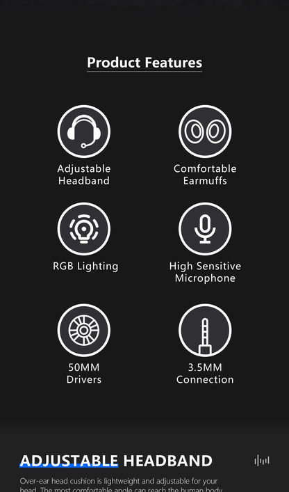 Wired Bluetooth RGB lighting USB Gaming Headphones