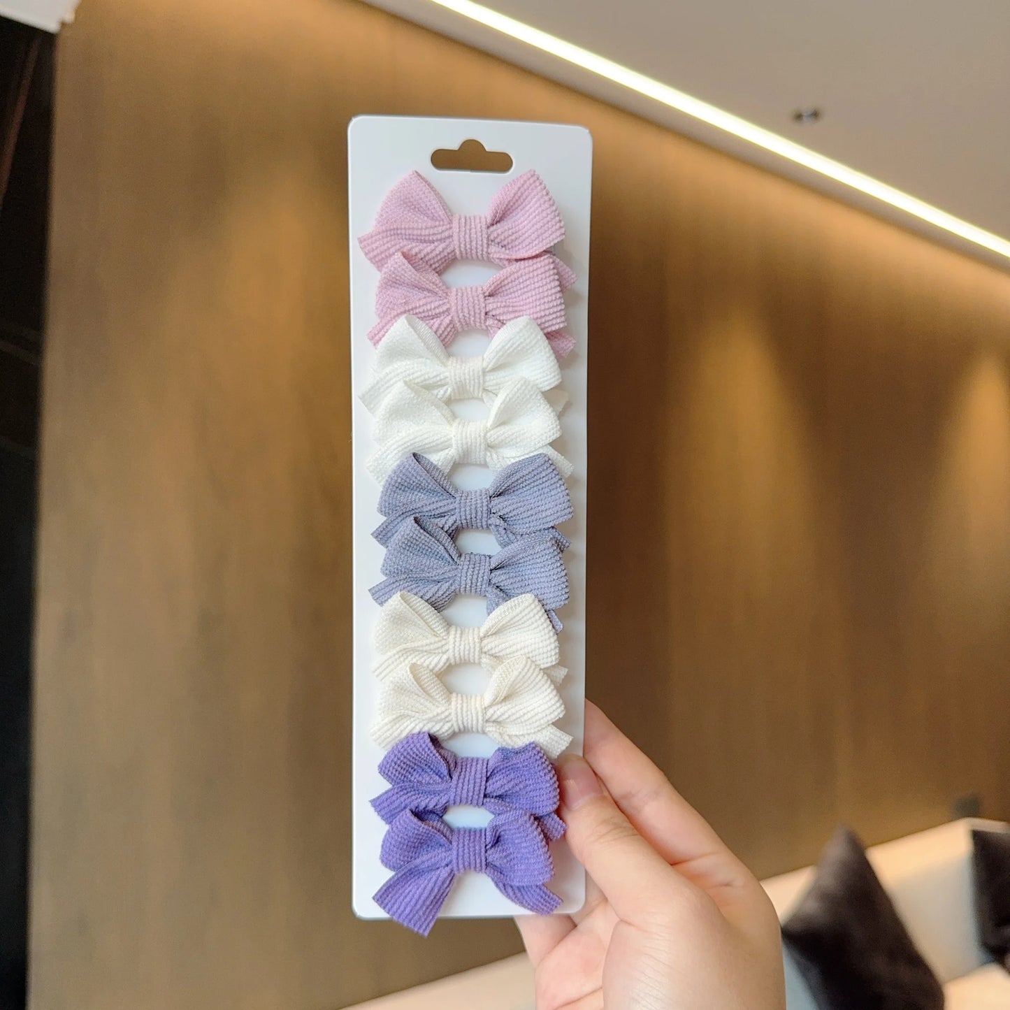6/10pc Kids Solid Color Ribbon Bow Hair Clips