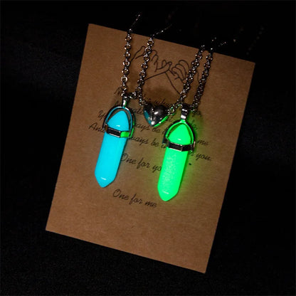 Love Couple Light Up Necklaces - Hexagonal Crystal Necklace