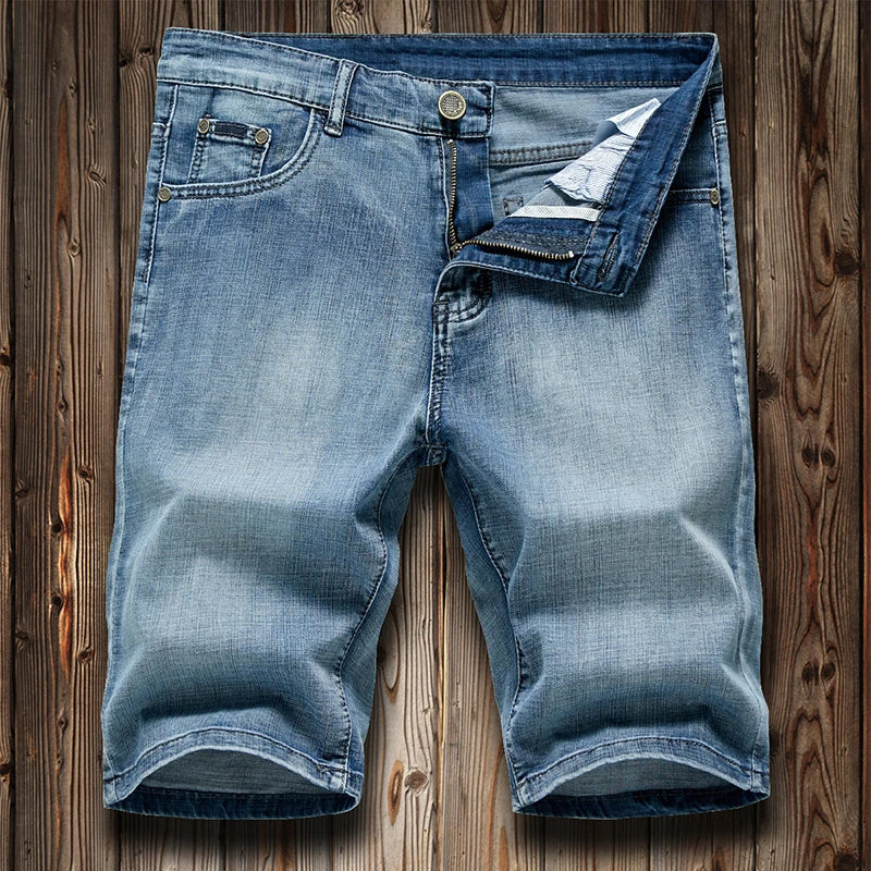 Dunkelblaue Stretch-Jeansshorts